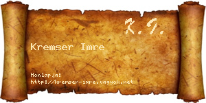 Kremser Imre névjegykártya
